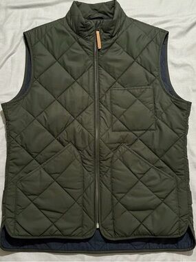 J.Crew Sussex Quilted Vest Dark Olive Green Lightweight Puffer Zip Front